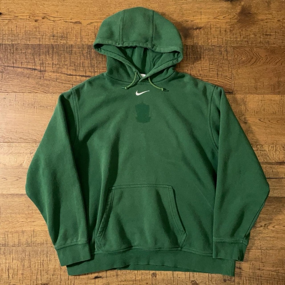Nike Center Swoosh Hoodie Mens XXL Green Y2K Athleisure Pullover Sweatshirt